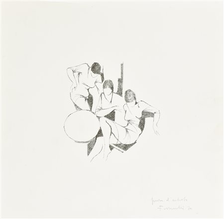 Frosecchi TRE DONNE litografia su carta, cm 32x33,5; es. P.A. firma e data...