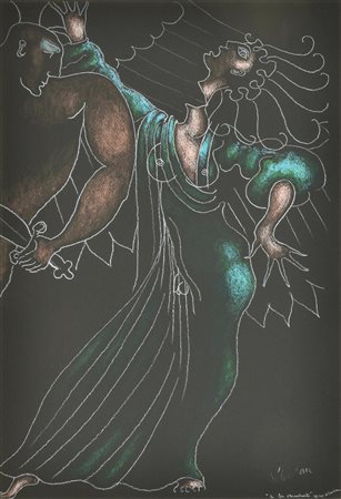 Sebastian LA FIN D' HERMAPHRODITE serigrafia su carta ritoccata a mano, cm...