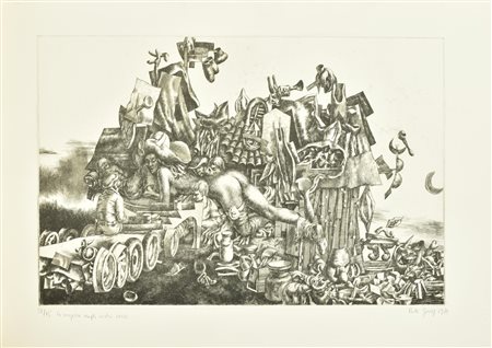 Rudi Gorog LA RAGAZZA DAGLI OCCHI ROSSI incisione su carta Fabriano, battuta...