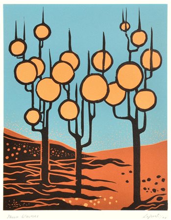 Leporati CACTUS incisione su carta, cm 33,5x26; es. P.A. firma e data...