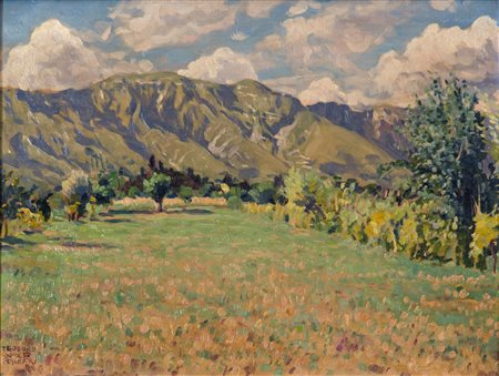 TEODORO WOLF FERRARI, Il monte Grappa visto da S. Zenone degli Ezzelini, 1922