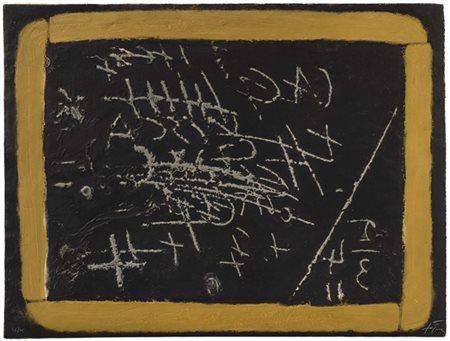 Antoni Tapies "Pissarra" 1972
acquaforte e carborundum a colori
cm 58,5x77,5
Fir
