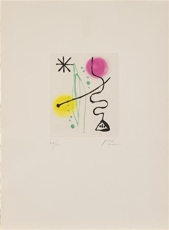 Joan Miró "La Bague d'Aurore" 1957
acquaforte acquatinta su carta Rives
foglio c