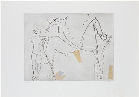 Marino Marini "Teatrino" 1973
acquaforte, puntasecca e acquatinta a colori
fogli