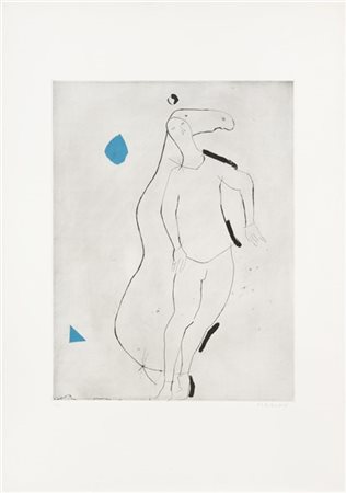 Marino Marini "La sorpresa I" 1973
acquaforte, puntasecca e acquatinta a colori,