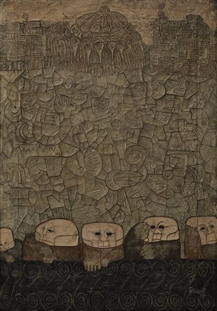 Tullio Pericoli "La terrazza" 1963
tecnica mista su tela
cm 102x72
Firmato e dat