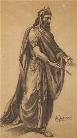 Achille Funi "Senza titolo" 
carboncino su carta
cm 88x49
Firmato in basso a des