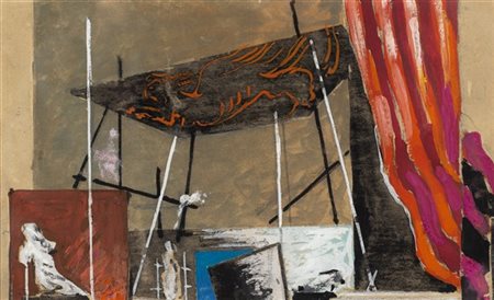 Enrico Prampolini "Bozzetto di scena da Edipo Re" 1946
tempera su cartoncino
cm