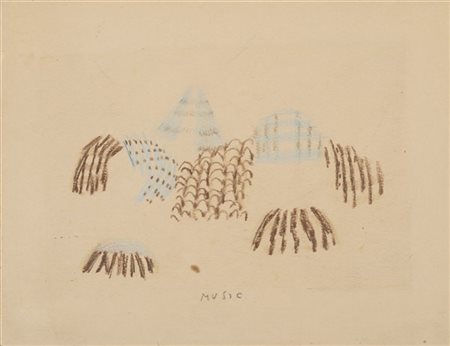 Zoran Music "Contadine al mercato" 
pastello su carta
cm 16,5x21,5
Firmato in ba