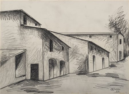 Ottone Rosai "Case coloniche. Firenze (Via Faentina)" 1934
matita su carta
cm 25