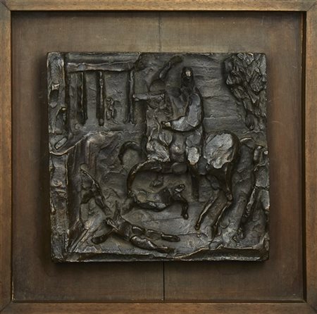Arturo Martini "L'ingresso di Sant Ambrogio in Milano" anni '40
bronzo
cm 26,4x2
