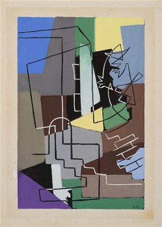 Gino Severini "Bozzetto per il balletto Le Cantatrici Villane" 1958
tempera su