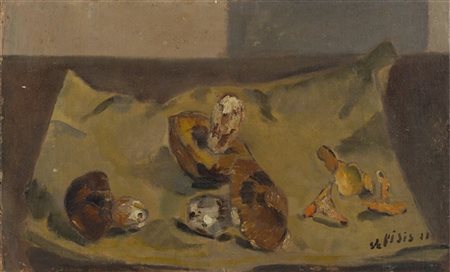 Filippo De Pisis "Natura morta con funghi" 1927
olio su tela
cm 36x60
Firmato e