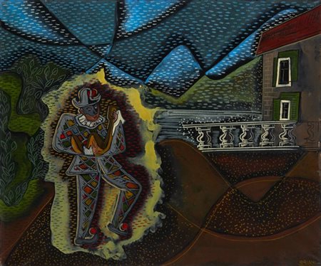 Pippo Oriani "Serenata grottesca (Notturno n. V)" 1930
olio su tela
cm 50x60
Fir