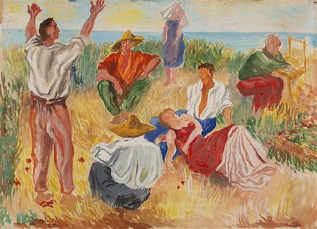 Renato Guttuso "Il mondo nuovo" 1937
tempera su carta
cm 50x69
Firmato, titolato