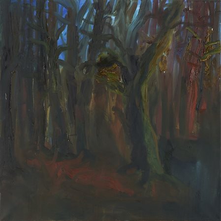 Rainer Fetting "Wald" 1987
olio su tela
cm 90x90
Firmato, titolato e datato 87 a