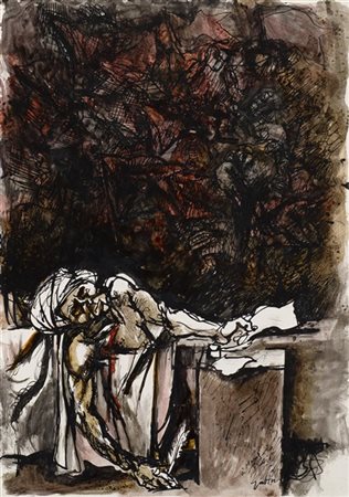 Renato Guttuso "À Marat, à David" 1962
acquerello e tecnica mista su carta intel
