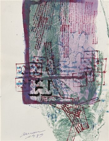 Arman "Senza titolo" 1959
tecnica mista su carta
cm 27x21,2
Firmata e datata 195