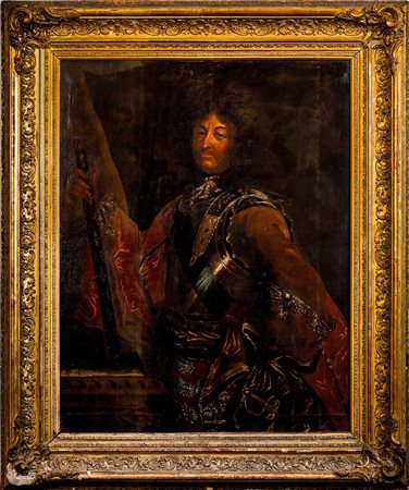 Cerchia di Hyacinthe Rigaud (Perpignano 1659 - Parigi 1743), Ritratto del Re Luigi XIV