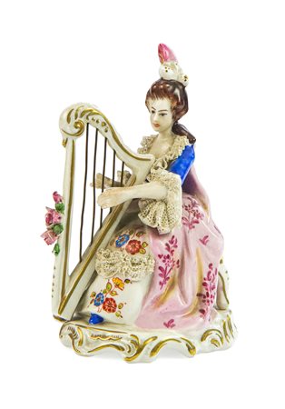 Statuetta raffigurante una dama che suona l'arpa