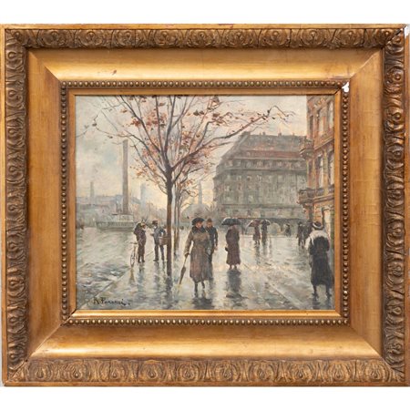 PITTORE DEL XX SECOLO, Olio su tela applicato su cartone