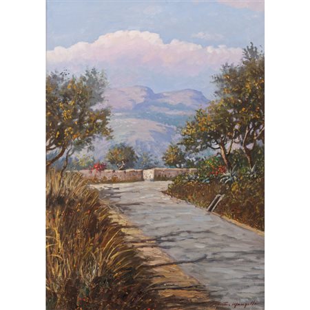 SALVATORE MANZELLA 
Strada di campagna 
Olio su tela