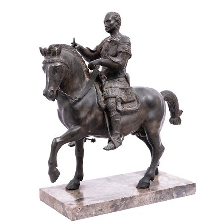 SCULTORE XIX SEC, Giulio Cesare a cavallo, Scultura bronzo