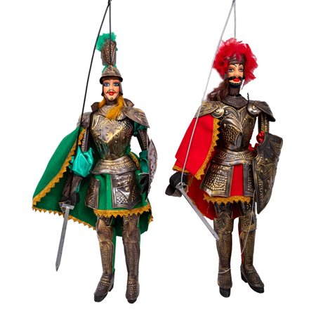 DUE PALADINI in legno e ottone