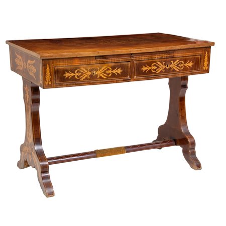 SCRITTOIO Carlo X in mogano e tarsie in legno di bosso