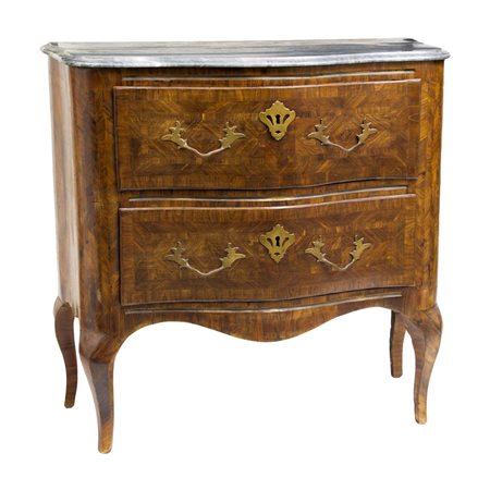 MEZZO CASSETTONE Luigi XIV in ebano, piano in marmo