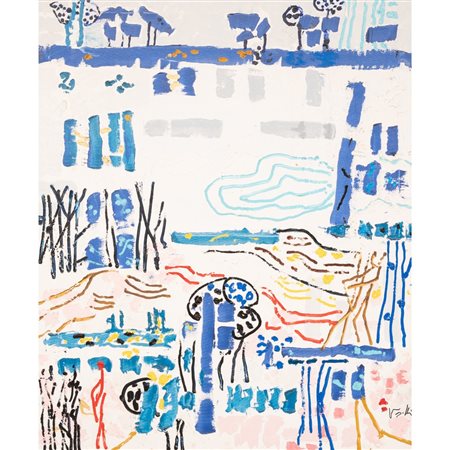 ANTONIO VANGELLI 
Paesaggio con figure – 1988
Olio su tela