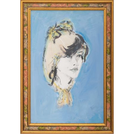 NINO CAFFE' 
Volto femminile 
Tecnica mista su cartoncino