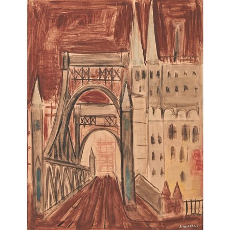 ALFONSO AMORELLI 
Ponte di Brema, Tempera su cartone