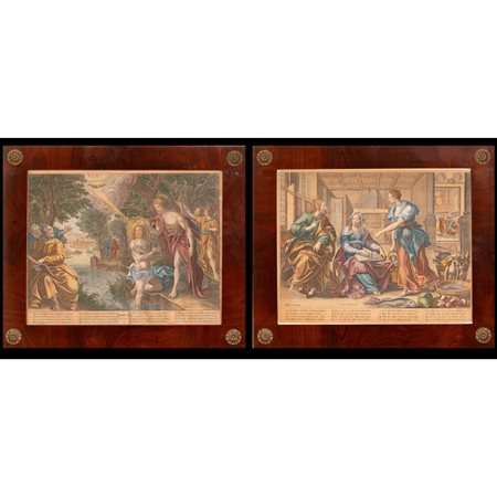 INCISORE DEL XVII SECOLO, Coppia di incisioni