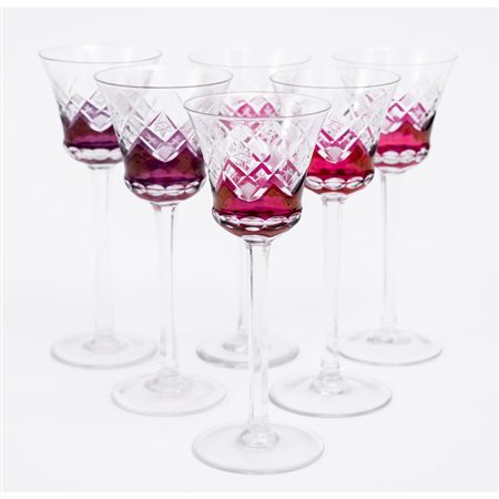 SEI BICCHIERI in cristallo di Bohemia