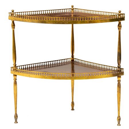 ANGOLIERA a due ripiani in legno di mogano