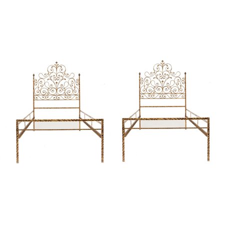 COPPIA LETTINI in ferro dorato