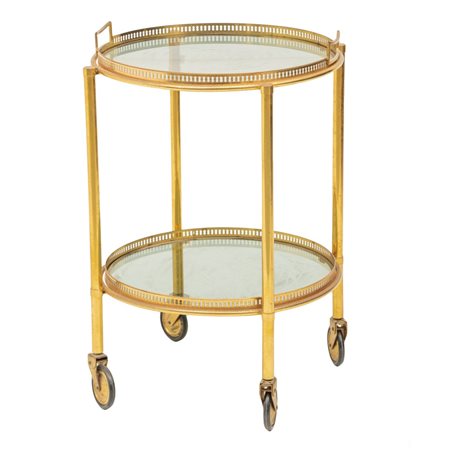 CARRELLINO servomuto in ottone, piano in vetro