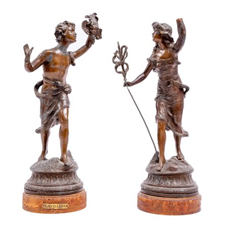 COPPIA DI SCULTURE in antimonio