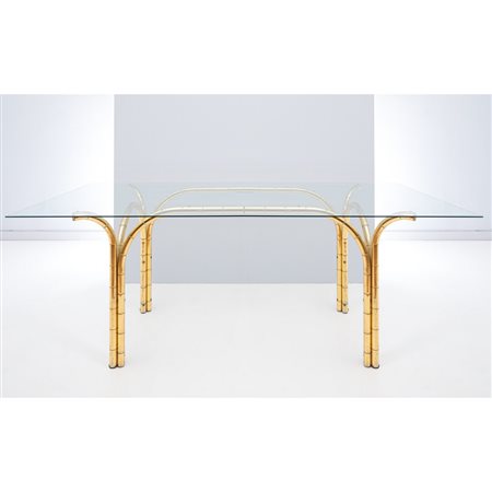 PRODUZIONE ITALIANA 1980 ca. Tavolo da pranzo in ottone