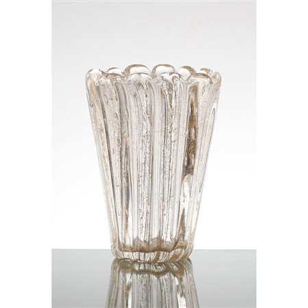 MAESTRO MURANESE Vaso in vetro bullicante trasparente