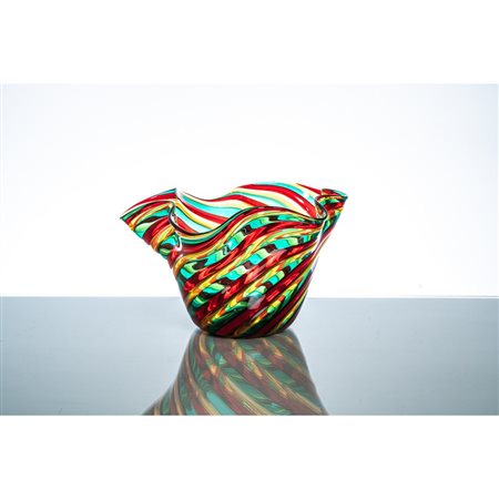 MAESTRI MURANESI, Vaso a fazzoletto in vetro