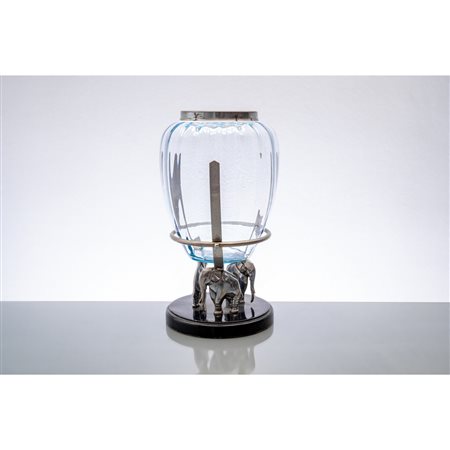 PRODUZIONE ITALIANA 1940 ca. Vaso in vetro azzurrato