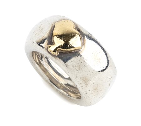 Anello a fascia in argento ed oro - manifattura POMELLATO, collezione DODO