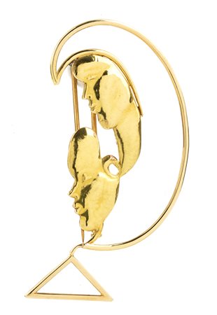 Spilla in oro "gli astri viaggiano"- orafo UGO ATTARDI