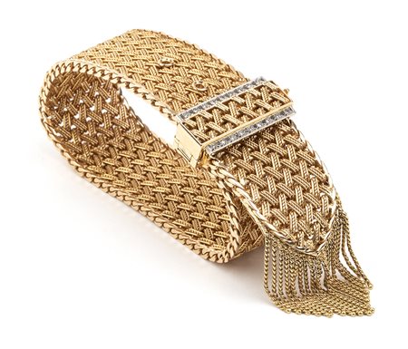 Bracciale a nastro in oro e diamanti - Francia, anni '50 