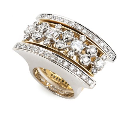 Tre anelli componibili in oro e diamanti  (tre in uno) oro e brillanti