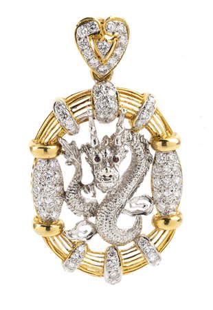 Pendente "drago" in oro e diamanti