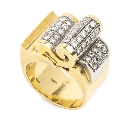 Anello a fascia in oro e diamanti