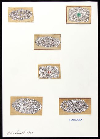 Progetto per spille - anni '30, GIULIO ZANCOLLA  disegnatore ed orafo per BULGARI dal 1933 al 1940